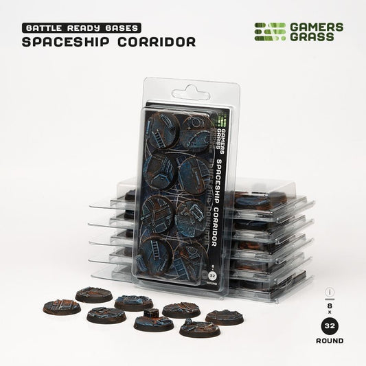 Spaceship Corridor Battle Ready Bases - 32mm Round - Brand New  - Gamers Grass