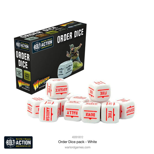 Order Dice Set Of 12 - White - Warlord Games Bolt Action Miniatures