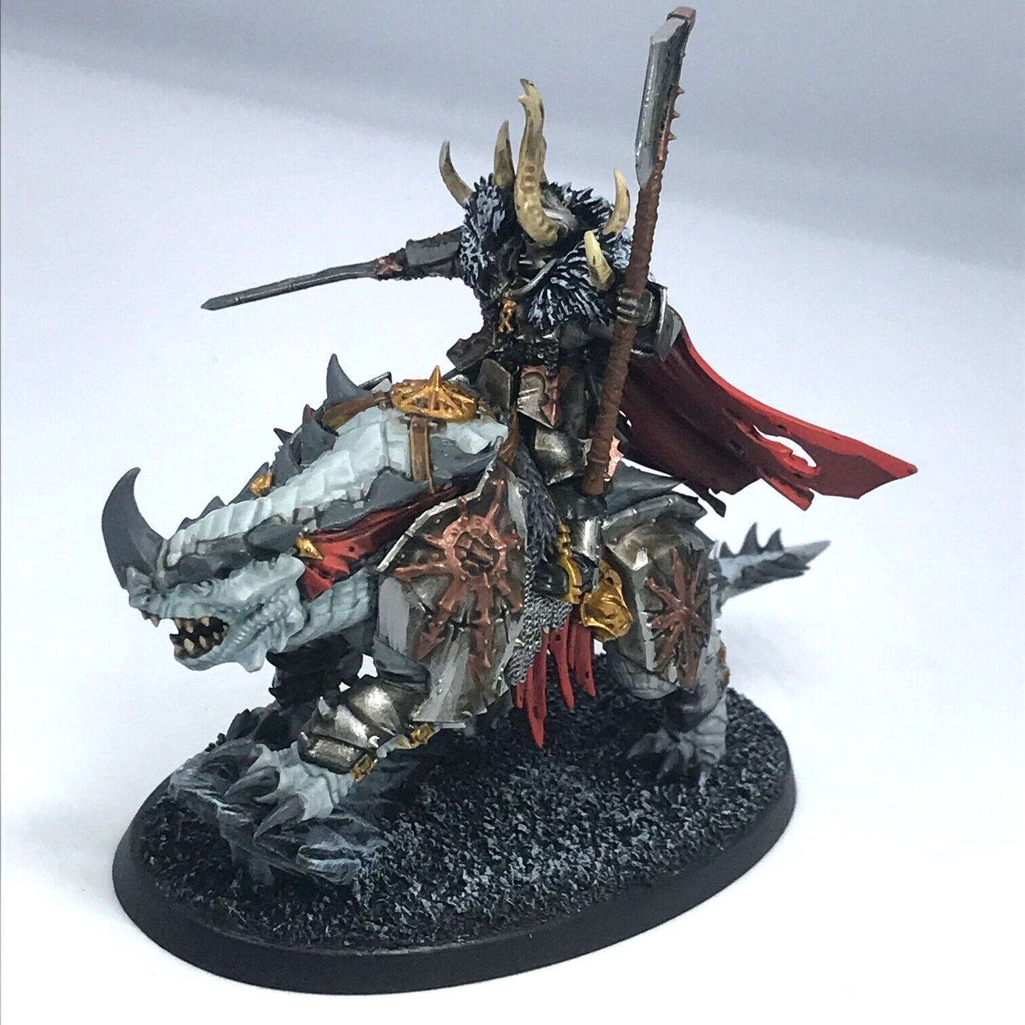 Chaos Lord of Beast Mount Slaves to Darkness - Painted - Warhammer Age of Sigmar