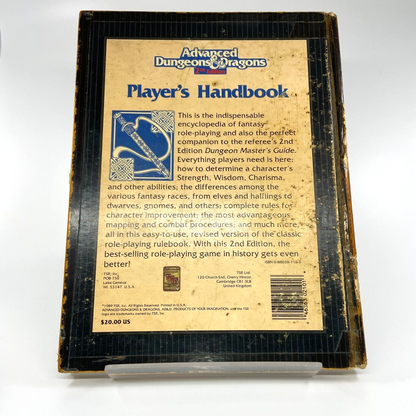 AD&D Players Handbook 2nd Edition - Used - Hardback Dungeons and Dragons M165