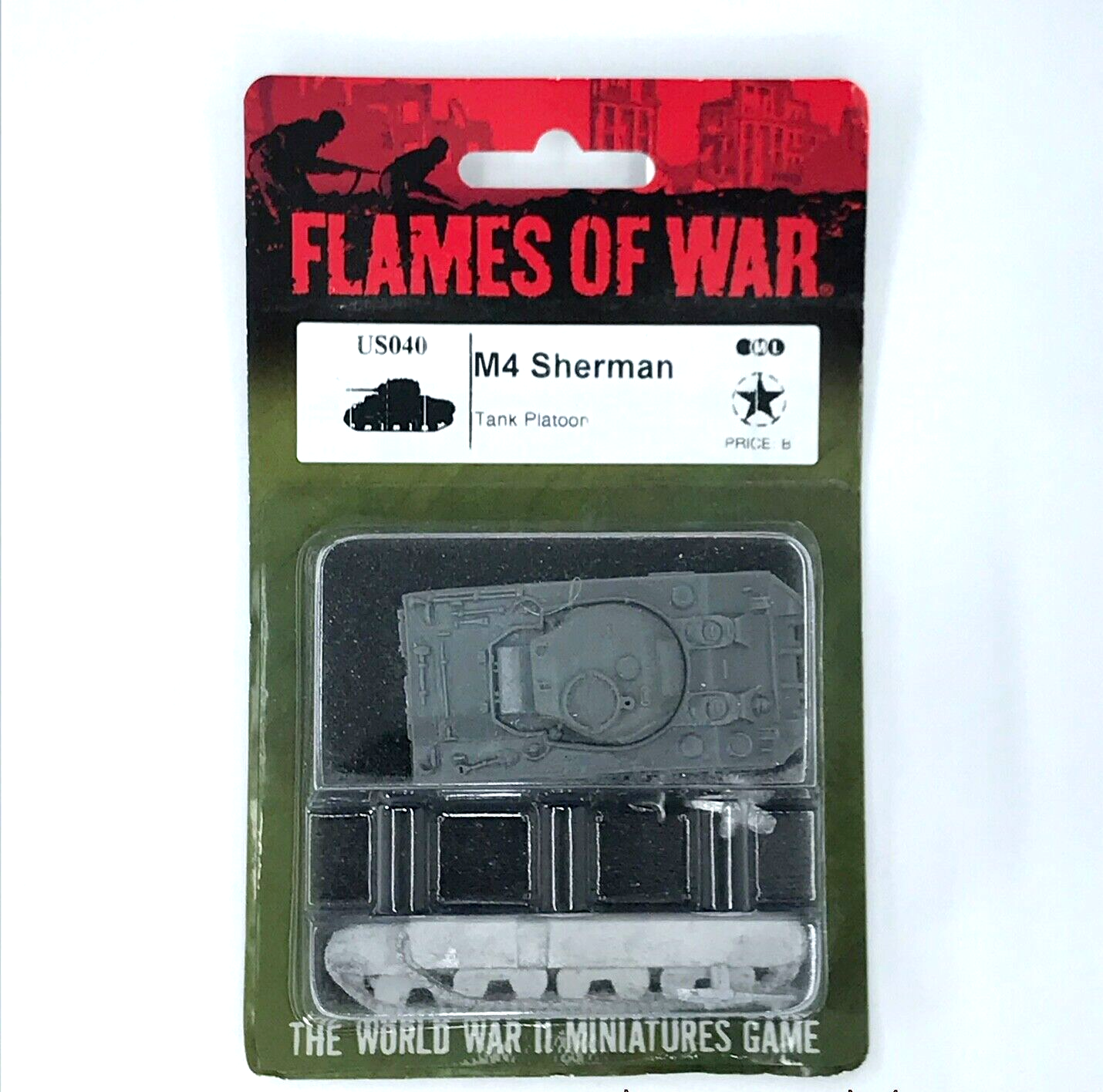 Allied USA M4 Sherman Tank Blister - Unpainted - Flames of War C230