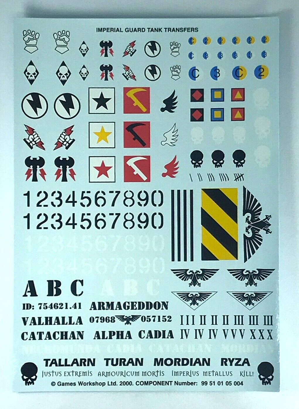 Classic Imperial Guard Tank Transfer Decal Sheet - Warhammer 40K T25