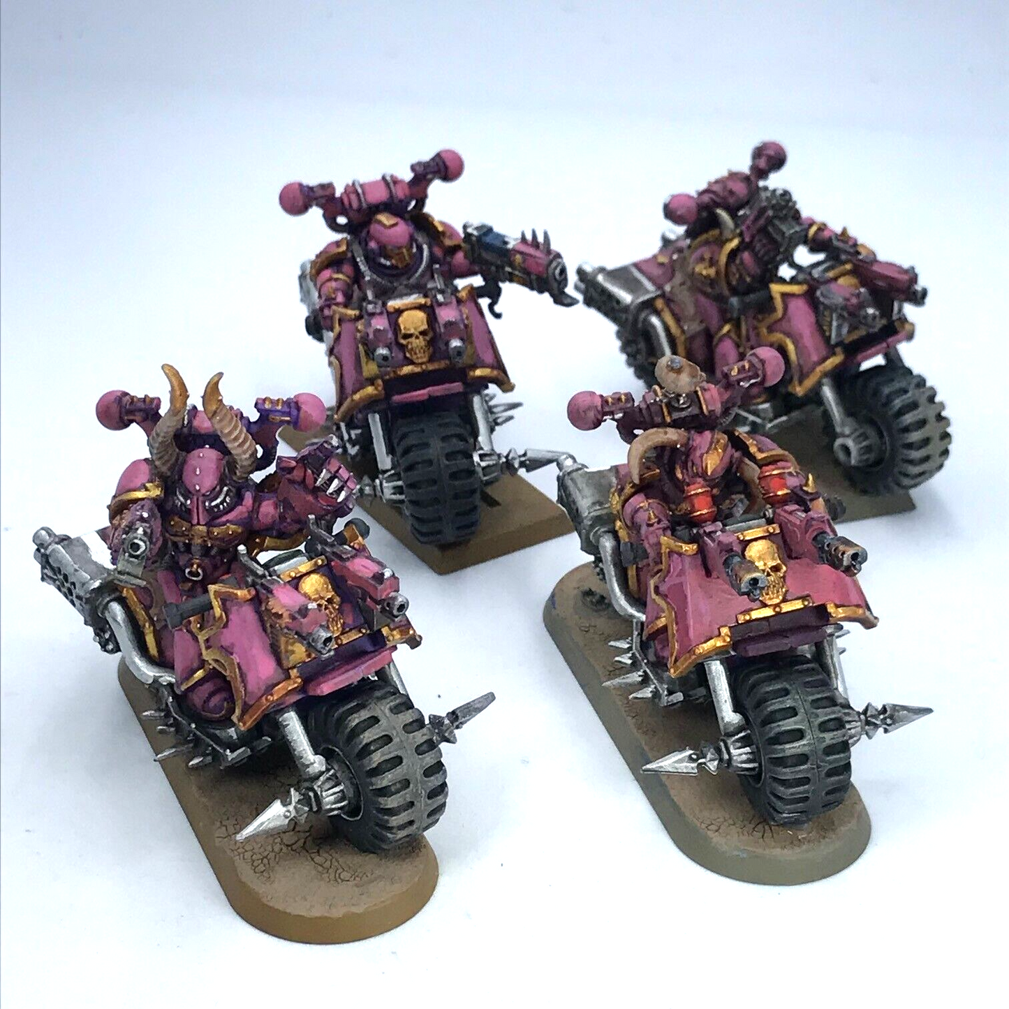 Emperors Children Chaos Space Marines Bike Squad - Painted - Warhammer 40K C3621