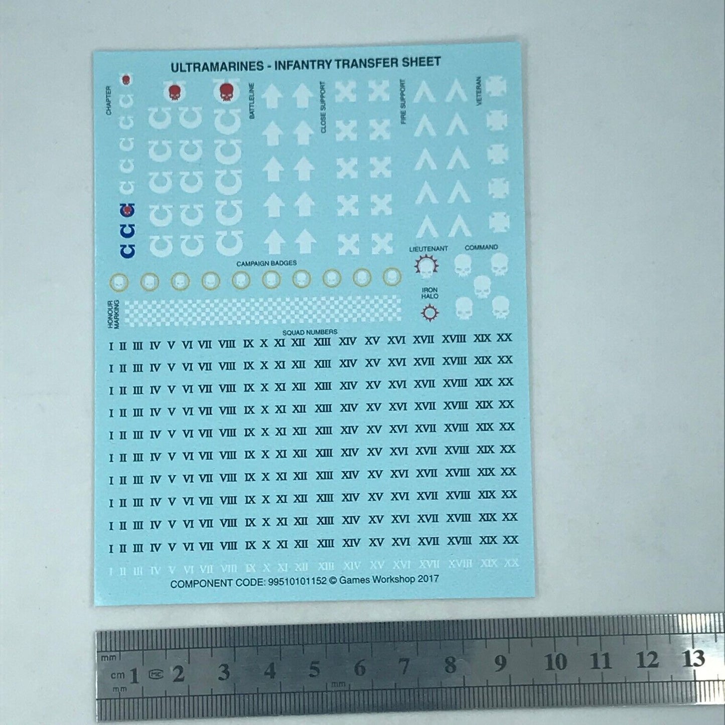 Ultramarines Space Marines Transfer Sheet - Warhammer 40K T112