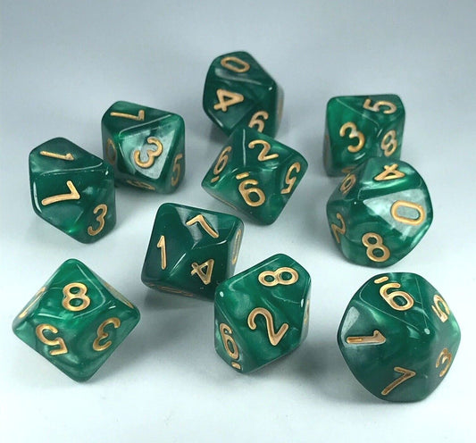 Unusual Playing D10 Dice - Dungeons and Dragons, Maths, Wargaming D39