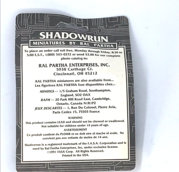 Ral Partha Tribals - Shadow Run Ral Partha - Damaged Blister C1515