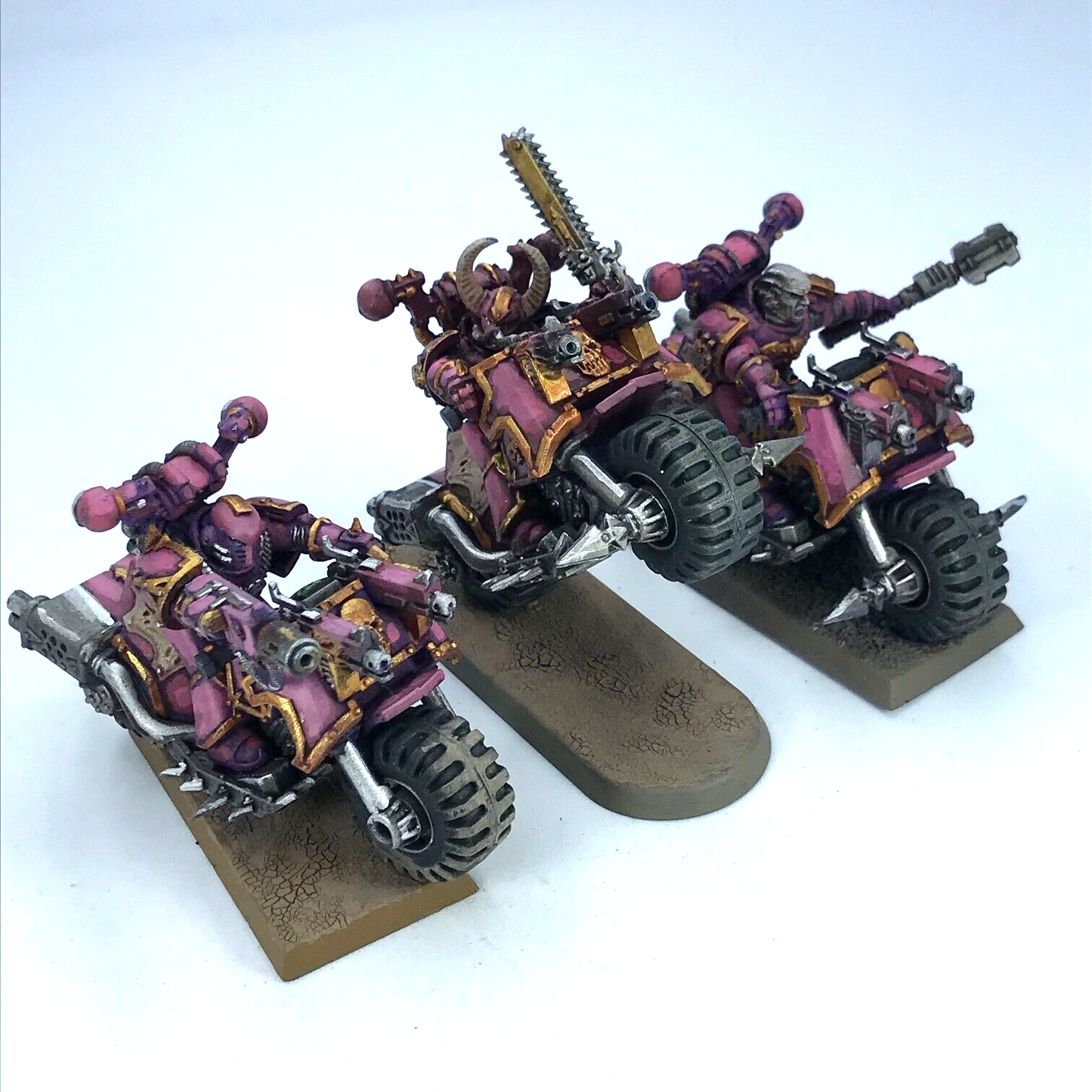 Emperors Children Chaos Space Marines Bike Squad - Painted - Warhammer 40K C2946