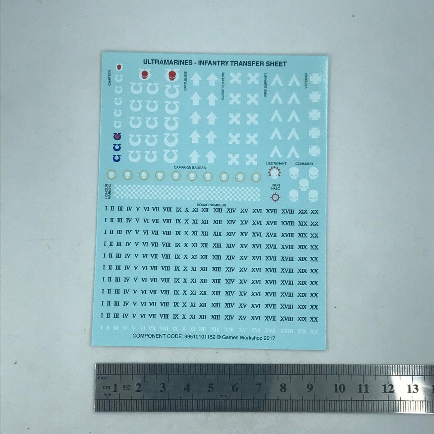 Ultramarines Space Marine Transfer Sheet - Warhammer 40K T6