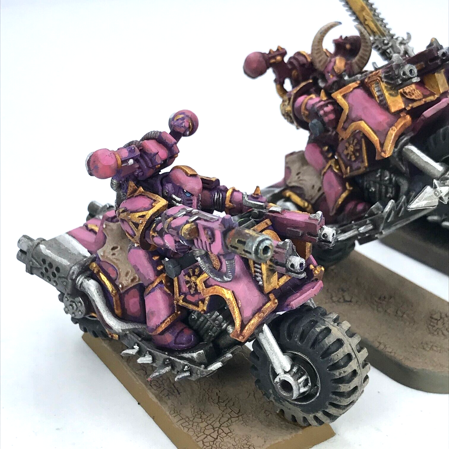 Emperors Children Chaos Space Marines Bike Squad - Painted - Warhammer 40K C2946