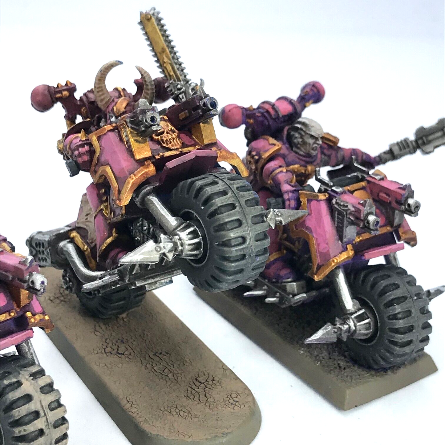 Emperors Children Chaos Space Marines Bike Squad - Painted - Warhammer 40K C2946