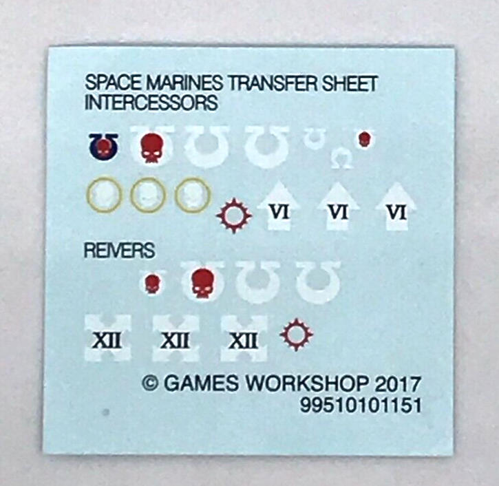 Space Marines Ultramarines Intercessors Transfer Sheet Decals Warhammer 40K T49