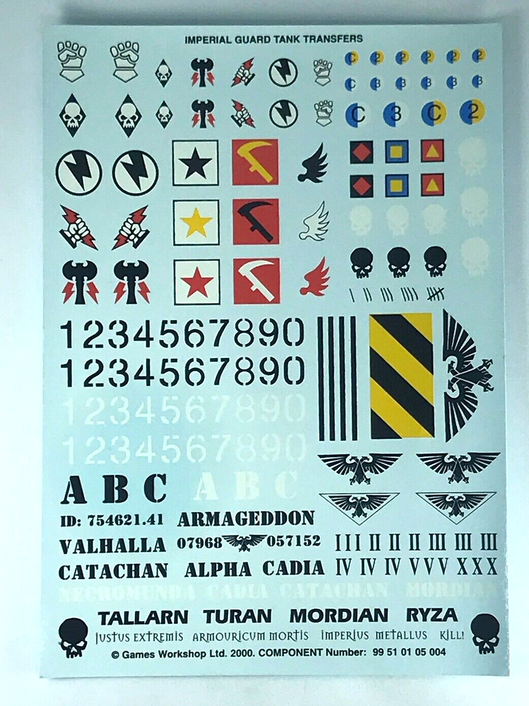 Classic Imperial Guard Tank Transfers Decal - Warhammer 40K T22