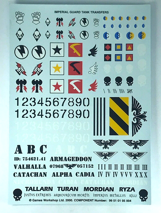 Classic Imperial Guard Tank Transfer Sheet Decal - Warhammer 40K T11