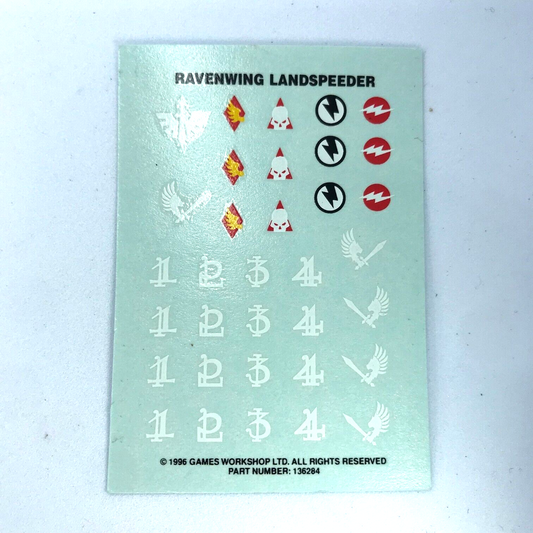 Classic Space Marine Ravenwing Land Speeder Transfer Sheet - Warhammer 40K T187