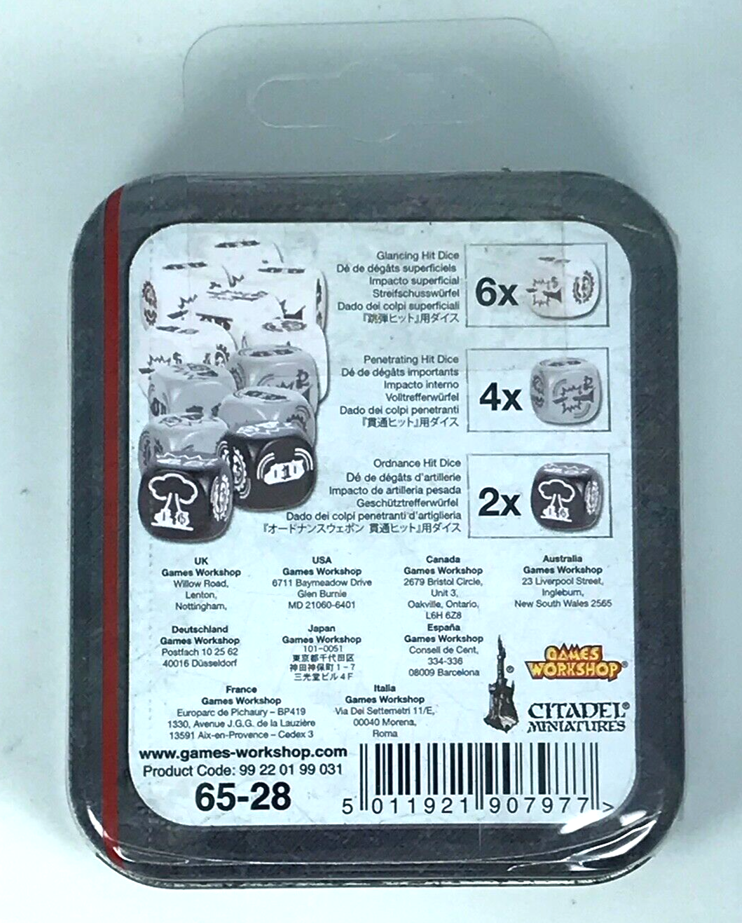 Space Ork Vehicle Damage Dice - Sealed (minor rust on tin) Warhammer 40K BOX9