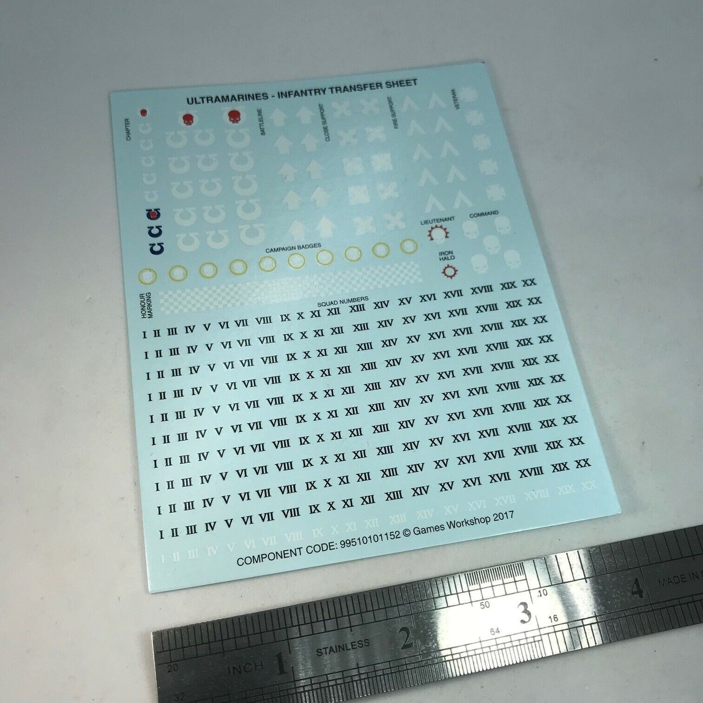 Ultramarines Infantry Transfer Sheet - Warhammer 40K T136