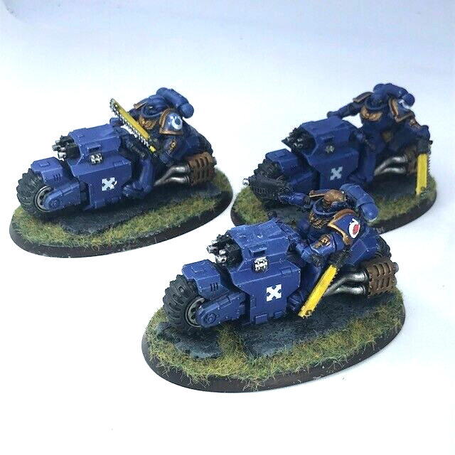 Ultramarines Outrider Bike Squad Space Marines - Painted - Warhammer 40K C4057