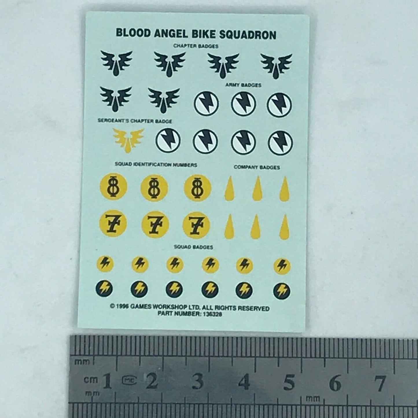 Blood Angel Bike Squadron Space Marines Transfer Sheet - Warhammer 40K T143