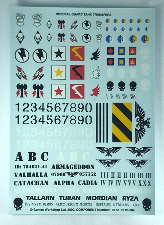 Classic Imperial Guard Tank Transfer Sheet Decal - Warhammer 40K T14