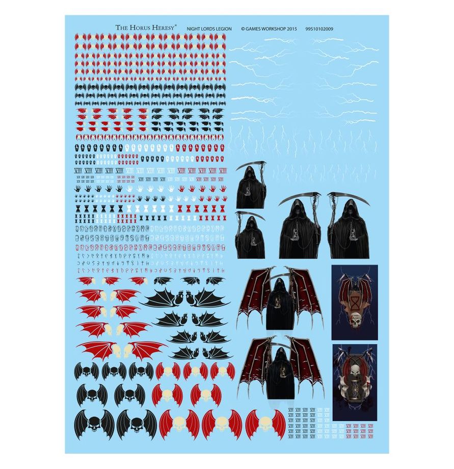 Night Lords Legion Transfers - Warhammer Horus Heresy - Games Workshop Online Only Range - Brand New