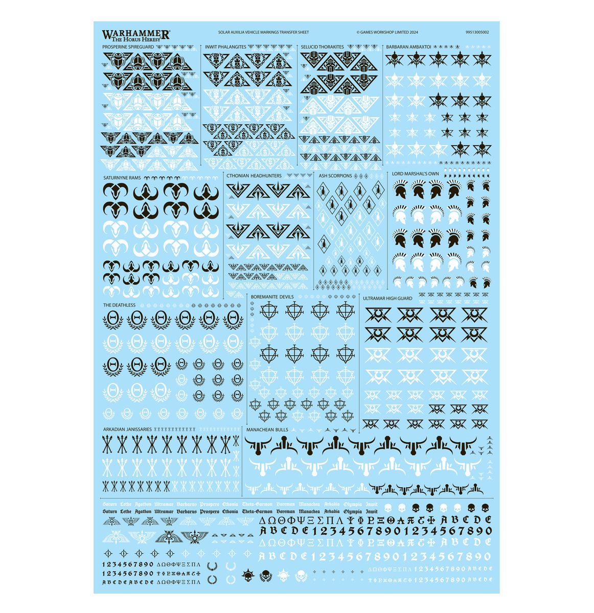 Solar Auxilia Vehicle Markings Transfer Sheet - Warhammer Horus Heresy - Games Workshop Online Only Range - Brand New