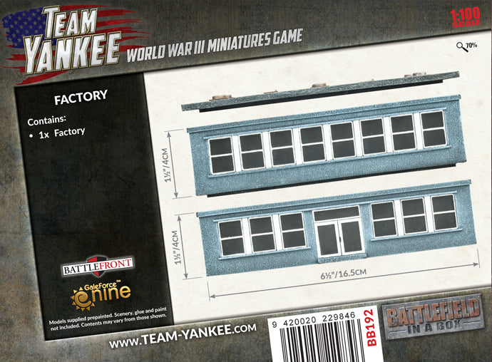 Pre-order: Modern: Factory Building - WW3 - Pre-painted Terrain - Battlefront Miniatures - Brand New
