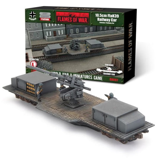 Pre-order: German 10.5cm FlaK Railway Car - Late War - Brand New - Flames of War