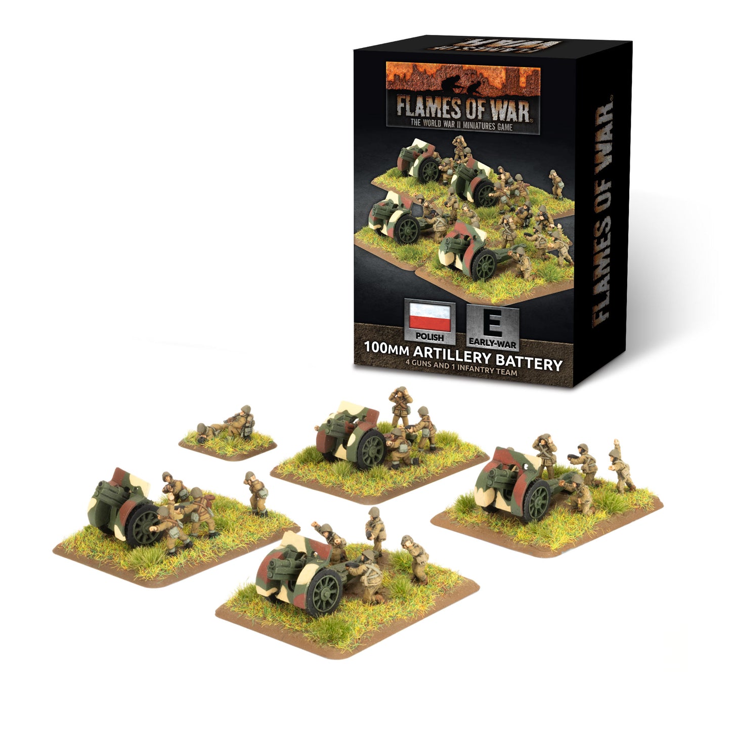 Pre-order: Polish 100mm Artillery Battery - Early War - Battlefront Miniatures - Brand New