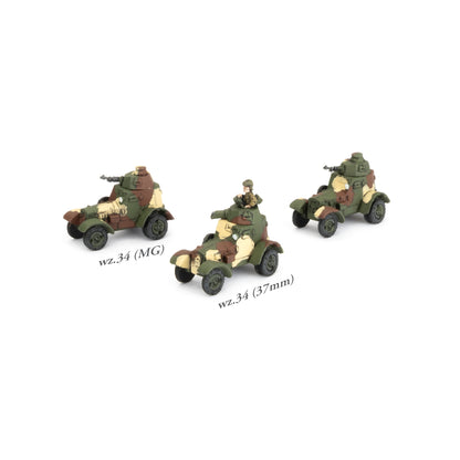 Pre-order: Polish wz.34 Armoured Car Platoon - Early War - Battlefront Miniatures - Brand New