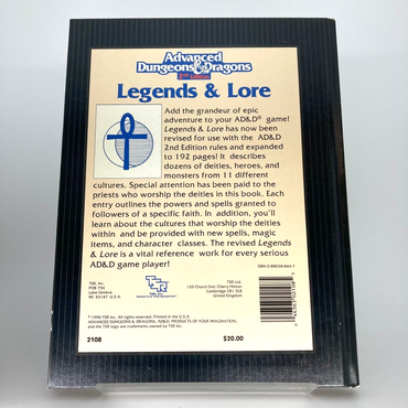 Legends & Lore 2nd Edition TSR Hadcover - AD&D Dungeons and Dragons M919