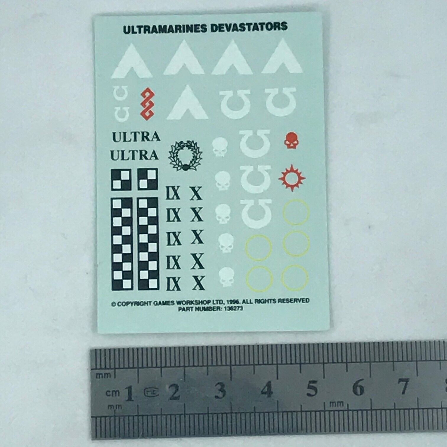 Miniatures Script Transfer Ultramarines Devastators Space Marines Transfer Sheet - Warhammer 40K
