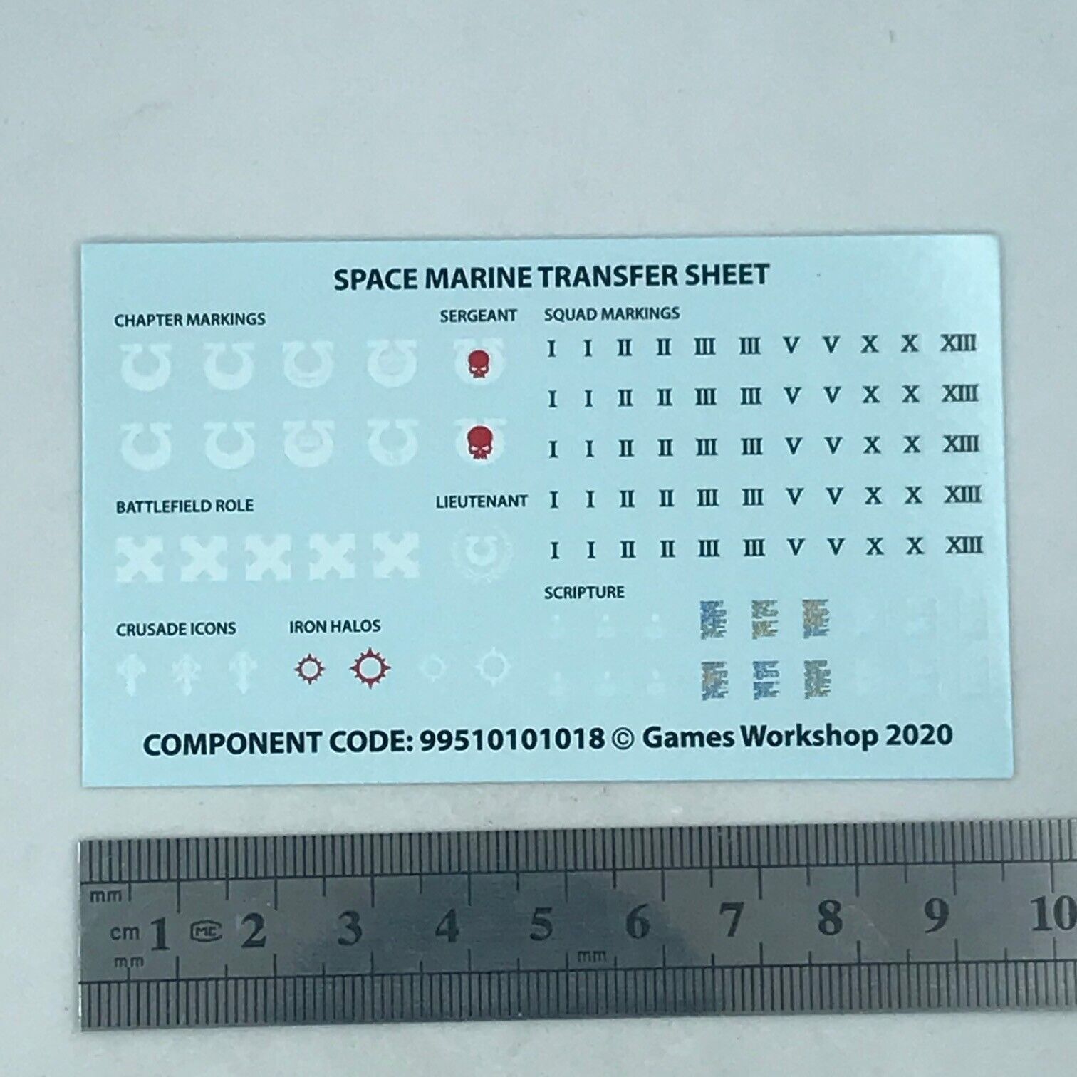 Miniatures Script Transfer Space Marines Transfer Sheet - Warhammer 40K T154