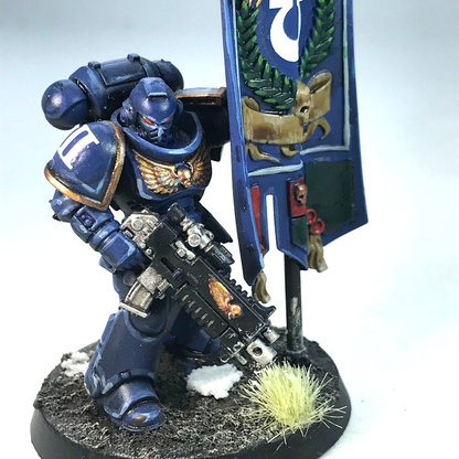 Space Marine Army Standard Bearer Ultramarines - Painted - Warhammer 40K C2255