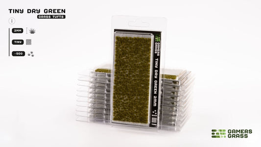 Tiny Dry Green Grass Tufts 2mm - Model Basing - Gamers Grass