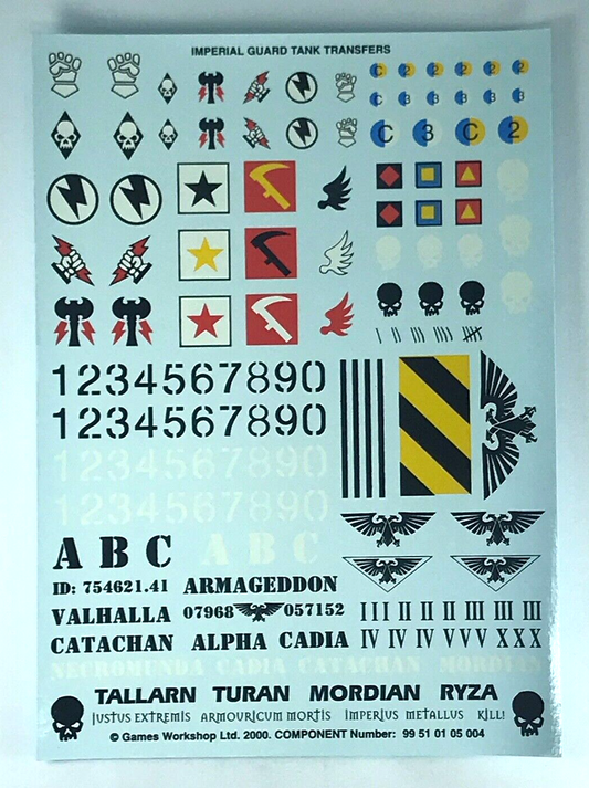 Classic Imperial Guard Tank Transfer Decal Sheet - Warhammer 40K T23