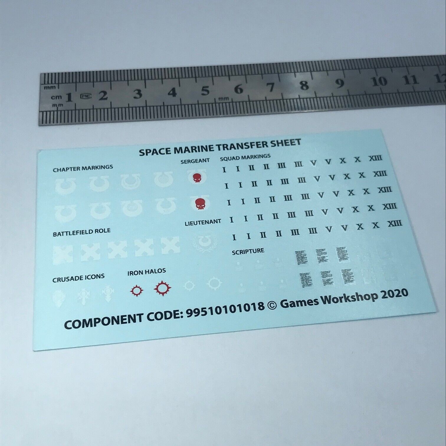 Miniatures Script Transfer Space Marine Transfer Sheet - Warhammer 40K T190