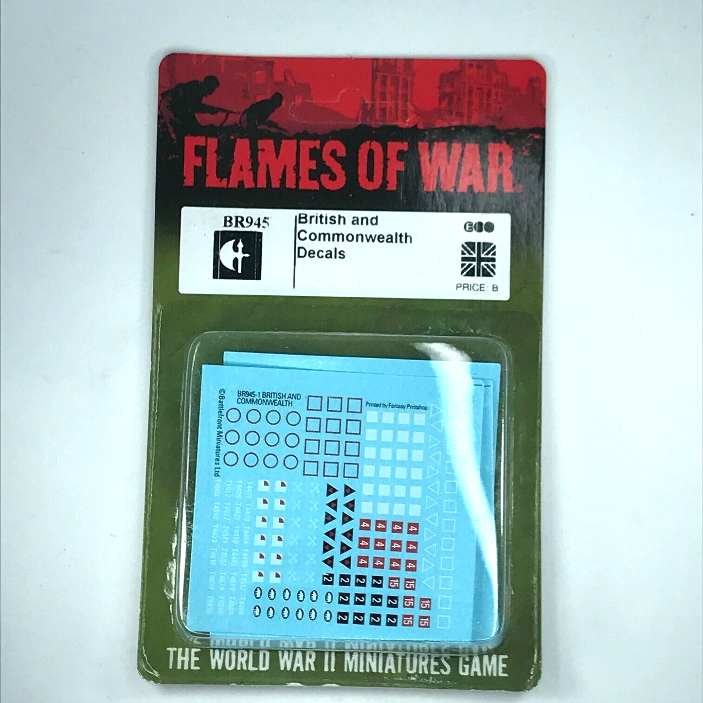 Metal British and Commonwealth Decals Transfers Blister - Flames of War C926