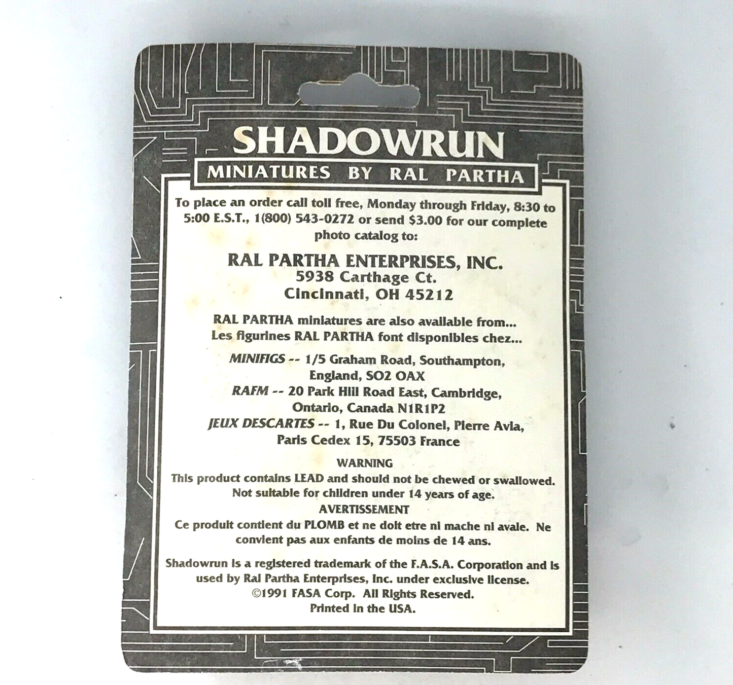 Ral Partha Shadowrun Riggers and Rockers - Classic Blister C1063