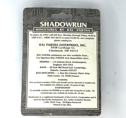 Ral Partha Shadowrun Riggers and Rockers - Classic Blister C1063