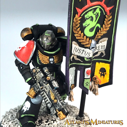 Painted Space Marine Standard Bearer Command HQ - Warhammer 40K C1043