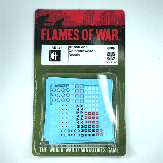 Metal British and Commonwealth Decals Transfers Blister - Flames of War C2030