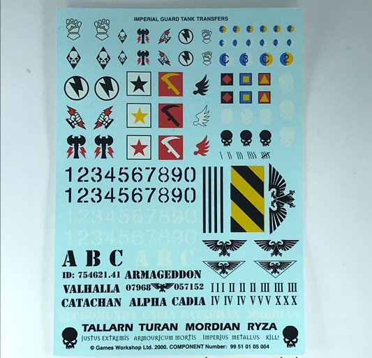 Imperial Guard Tank Transfer Sheet - Warhammer 40K Games Workshop T101