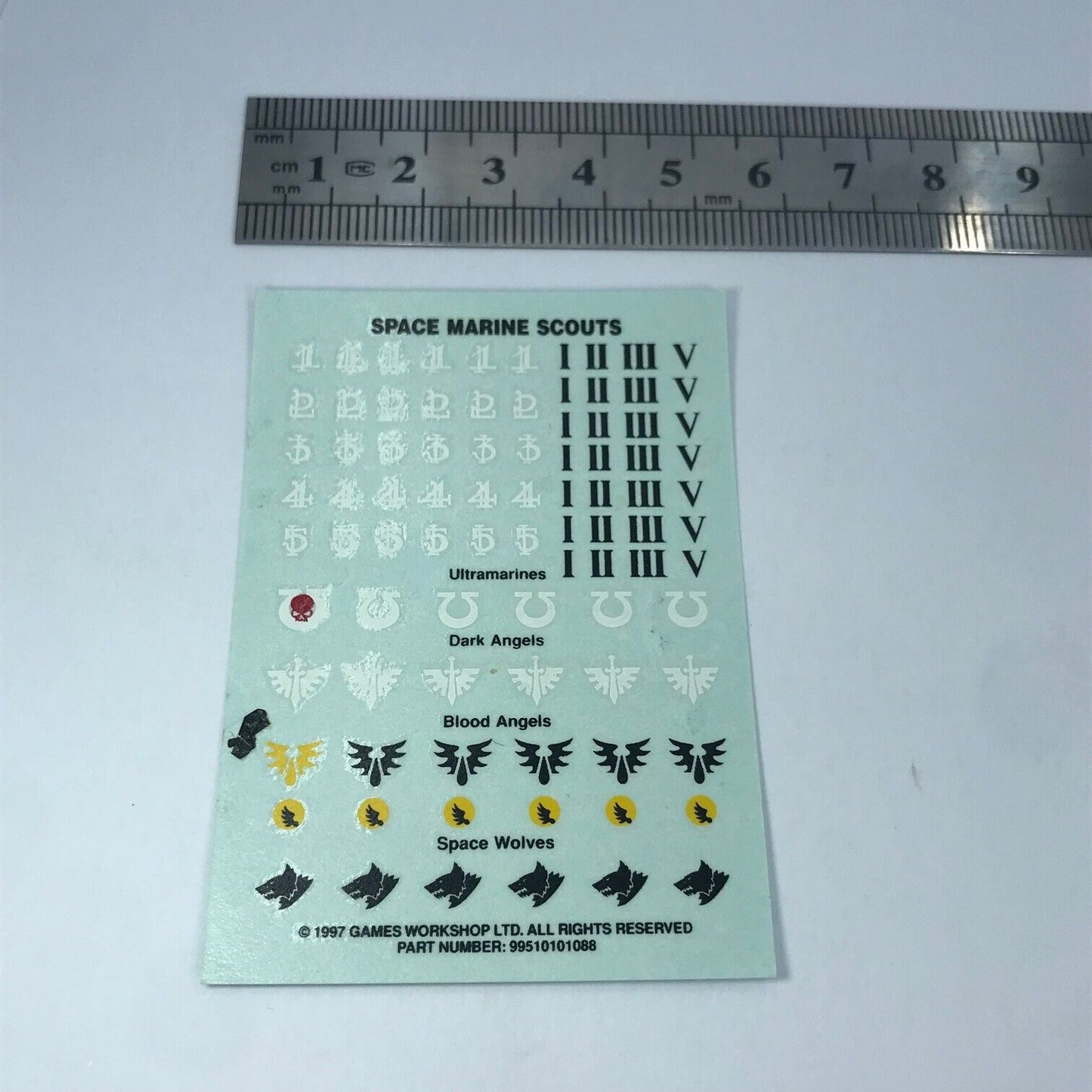 Classic Space Marine Scout Transfer Sheet - Warhammer 40K T193