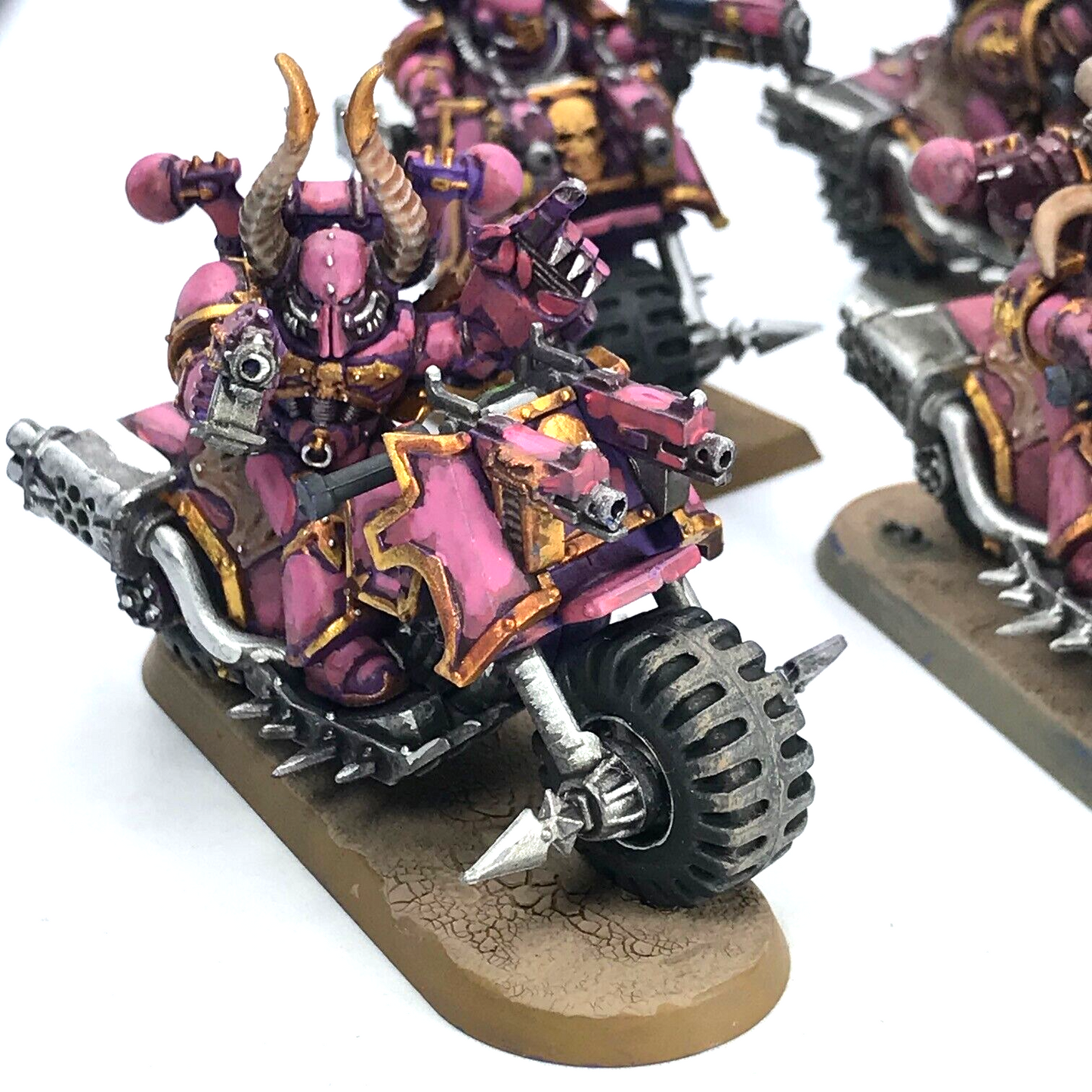 Emperors Children Chaos Space Marines Bike Squad - Painted - Warhammer 40K C3621