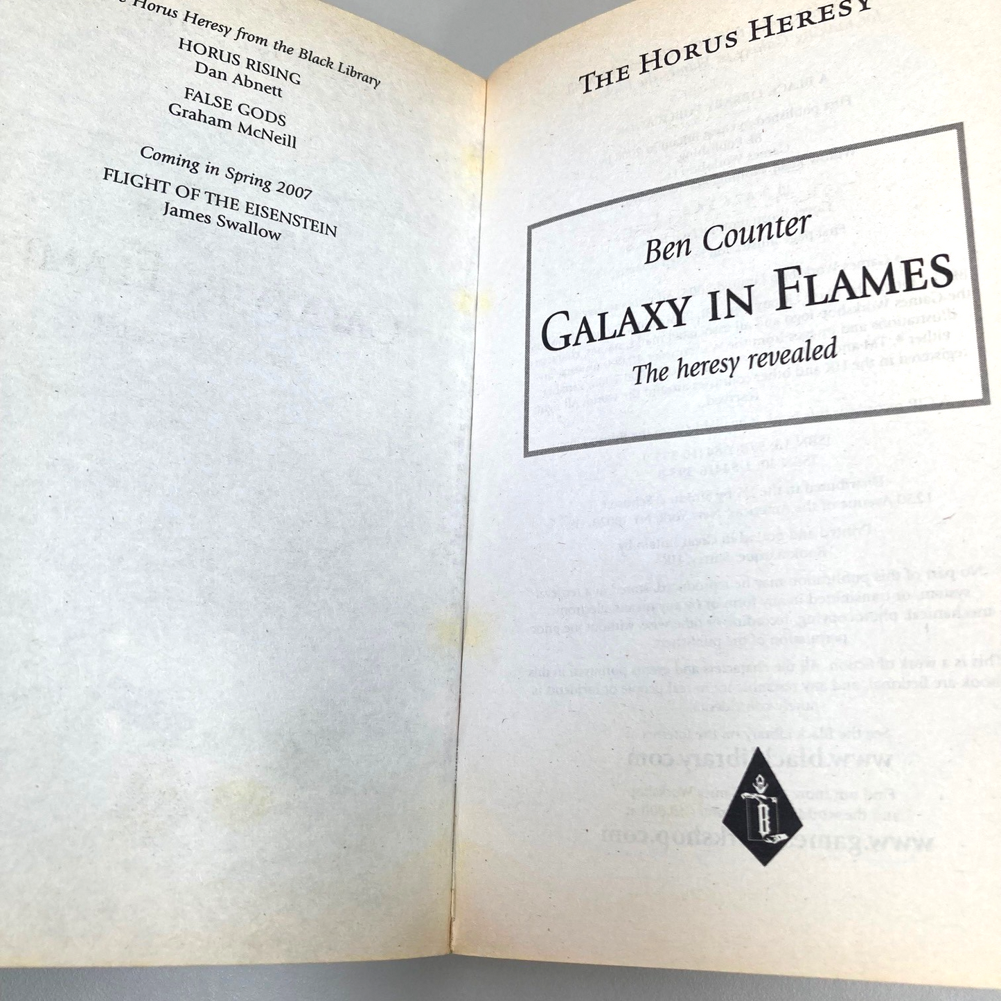 Galaxy In Flames - Ben Counter - Paperback 2006 Black Library Horus Heresy M575