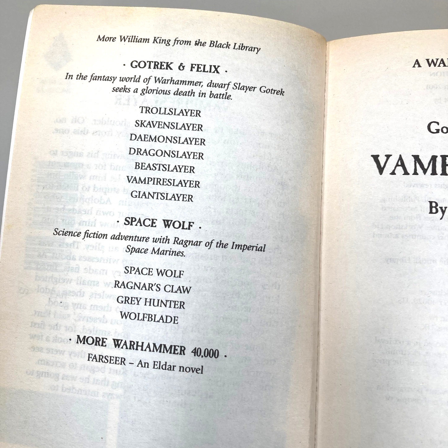 Vampireslayer - William King 2001 Paperback - Black Library Warhammer Fantasy M8