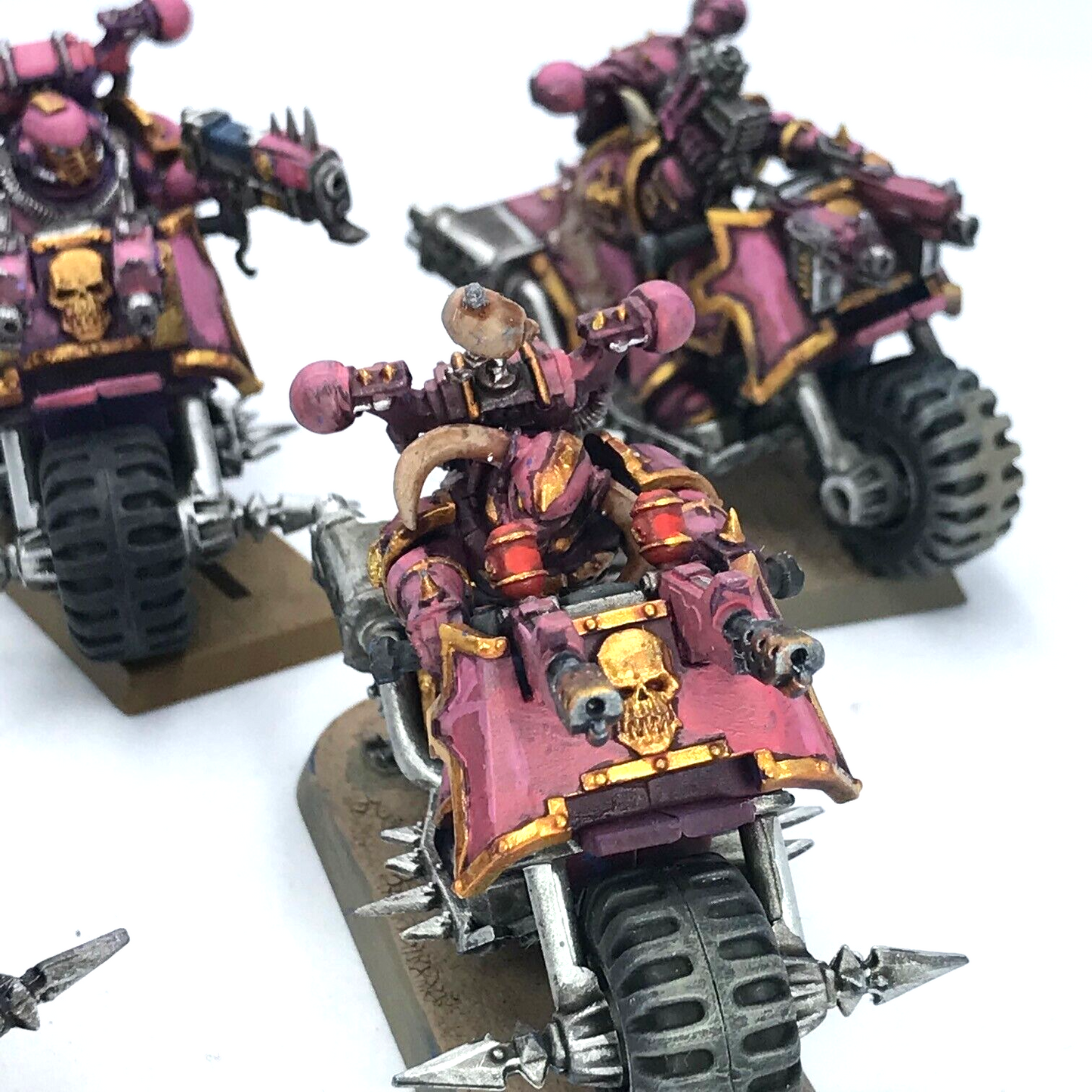 Emperors Children Chaos Space Marines Bike Squad - Painted - Warhammer 40K C3621