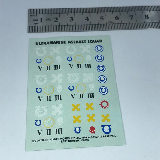 Space Marine Ultramarine Assault Squad Transfer Sheet - Warhammer 40K T179