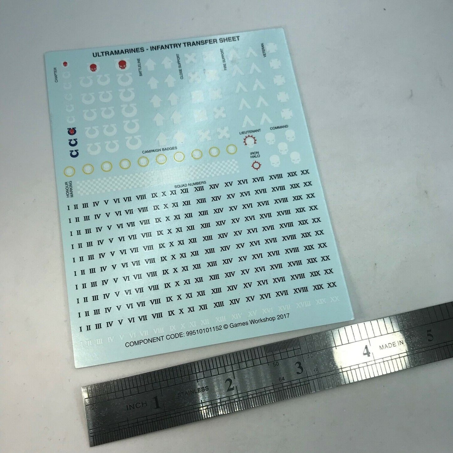 Ultramarines Infantry Transfer Sheet - Warhammer 40K T159