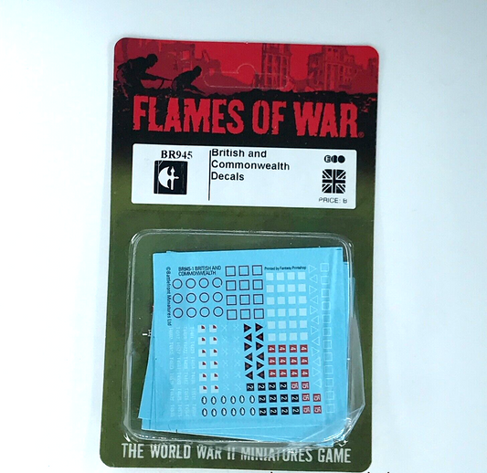 WW2 Allied British and Commonwealth Decals - Blister - Flames of War C638